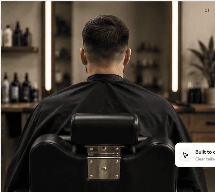 Barber client seated in a chair
